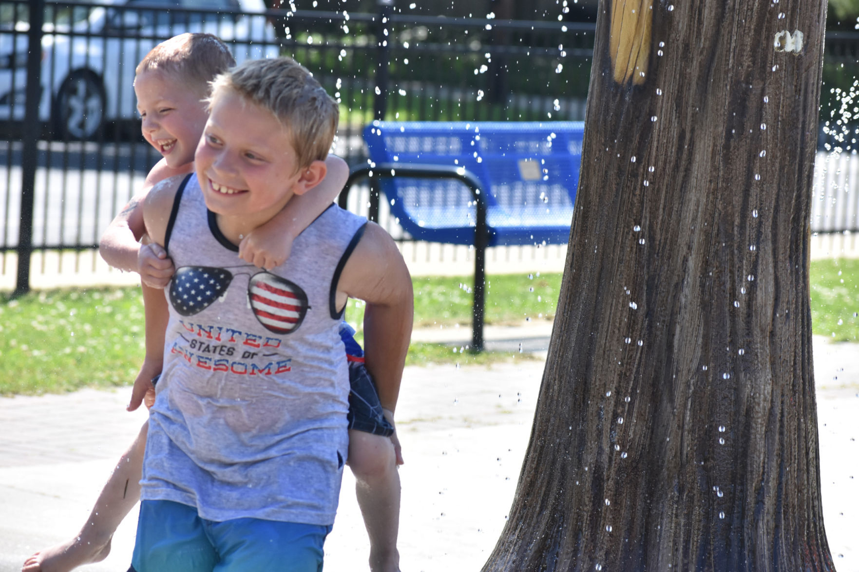 Brothers at the splash pad